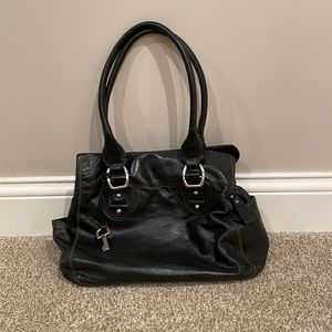 Black Fossil Shoulder Bag With A Key In The Front